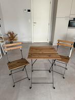 Tuin set (tafel + 2 stoelen), Tuin en Terras, Ophalen, Gebruikt, Hout, Inklapbaar
