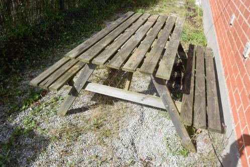 Table-banc jardin ( déco), Jardin & Terrasse, Ensembles de jardin, Utilisé, Bois, Enlèvement