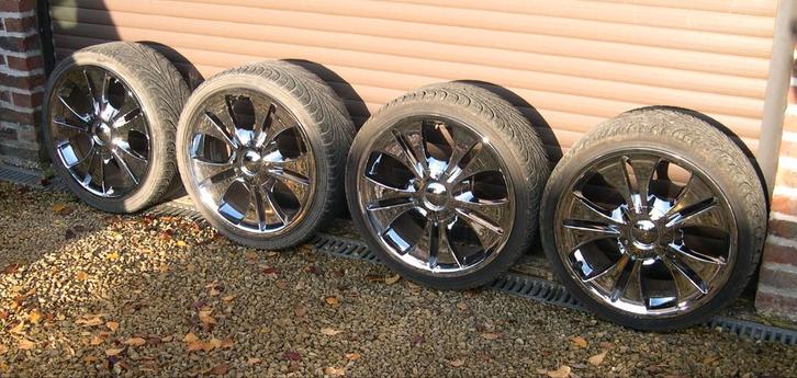 Jantes chromées 18 pouces avec pneus neufs, Auto-onderdelen, Banden en Velgen, Velg(en), 18 inch, 215 mm, Personenwagen, Nieuw