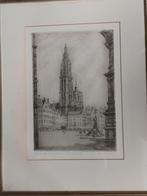 Romain Malfliet  1910 - 2006  Ets  Grote Markt Kathedraal, Antiek en Kunst, Kunst | Etsen en Gravures, Verzenden