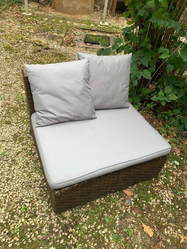 Zetel-salon tuin, Tuin en Terras, Tuinsets en Loungesets, Zo goed als nieuw, Loungeset, Kunststof, 5 zitplaatsen, Bank, Bijzettafel