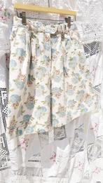 Vintage blauwe korte broek met bloemen 100% katoen, Kort, Ophalen of Verzenden, Zo goed als nieuw, Maat 36 (S)