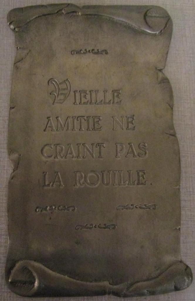 Oorkonde in tin “Vieille amitié ne craint pas la rouille”, Antiek en Kunst, Antiek | Tin, Ophalen of Verzenden