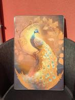 Cadre paon en relief, Enlèvement, Comme neuf, Moins de 50 cm, 50 à 75 cm