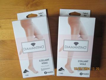 Collants voile (2 paires) « Diamantino » 15D - T 5 - Noir