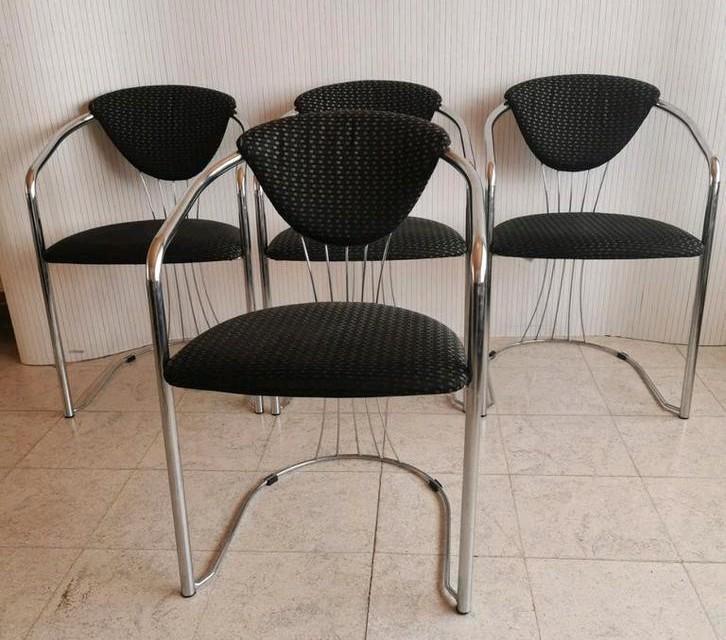 chaises design, Maison & Meubles, Chaises, Quatre, Métal, Tissus, Enlèvement