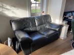 zwarte leren fauteuil, Huis en Inrichting, Fauteuils, Gebruikt, Ophalen, Longueur 160 cm, Leer