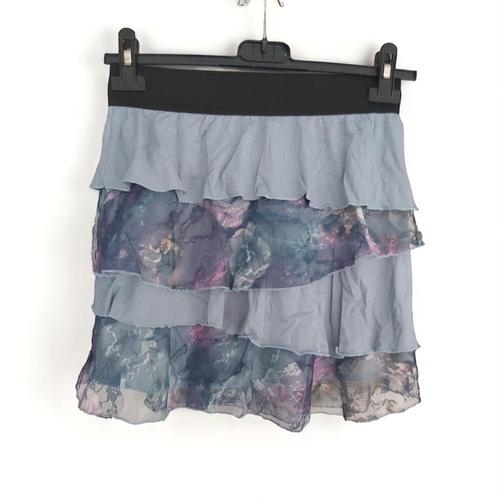 Mini rok met laagjes van kant blauw L/XL, Kleding | Dames, Rokken, Nieuw, Maat 42/44 (L), Blauw, Boven de knie, Verzenden
