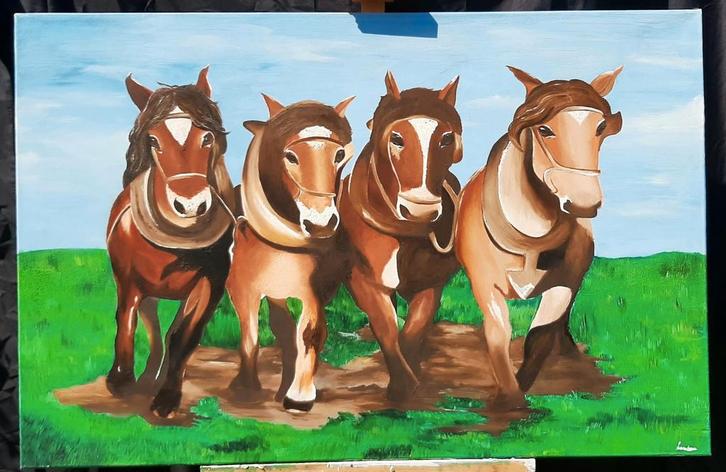 Werkpaarden, Antiek en Kunst, Kunst | Schilderijen | Klassiek, Ophalen