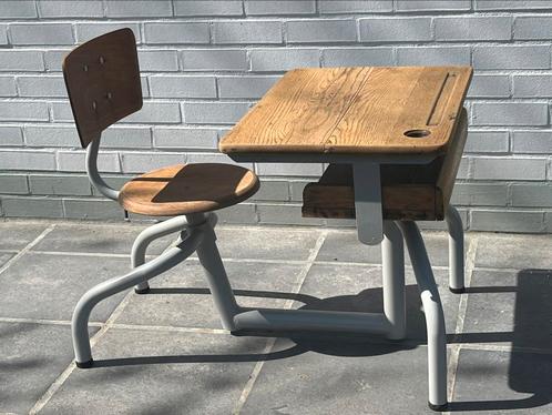 Vintage modulaire schoolbank Jacques Hitier, Kinderen en Baby's, Kinderkamer | Tafels en Stoelen, Zo goed als nieuw, Tafel(s) en Stoel(en)