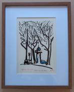 ONLEESBAAR / BOMEN IN DE STAD / ORIGINEEL / 50x40cm / KADER, Ophalen of Verzenden