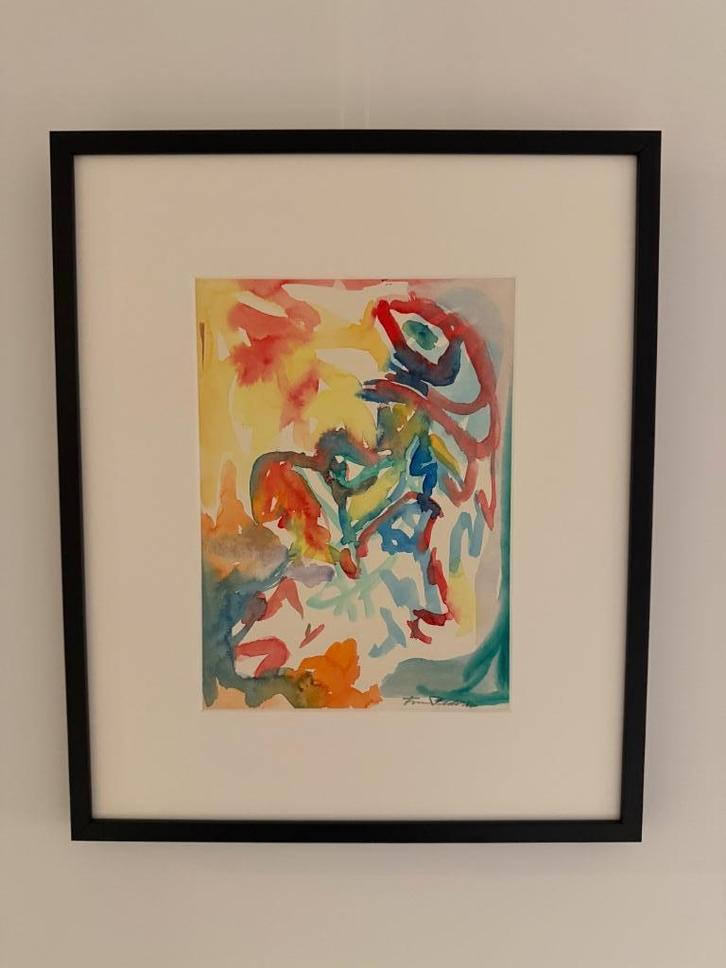 Aquarel Finn Pedersen, Antiek en Kunst, Kunst | Schilderijen | Abstract, Ophalen