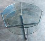 Table basse Gispen GT427 | chrome brillant | bon état, Enlèvement ou Envoi, Utilisé, Rond, Verre