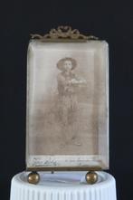 Prachtige antieke fotolijst gemaakt van Frans decoratief lin, Ophalen of Verzenden