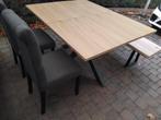 eettafel met bank en stoelen, Huis en Inrichting, Ophalen, Zo goed als nieuw, Eikenhout