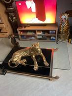Vintage / design salontafel met gouden panter, Antiek en Kunst, Ophalen