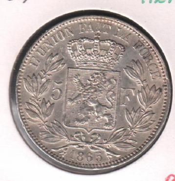 11215 * LEOPOLD I * 5 frank 1865 * Pr, Verzenden, Zilver