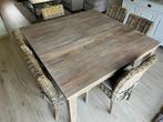 teaktafel 140*140 zonder stoelen william winston collectie, Huis en Inrichting, Ophalen, Glas, Vierkant, Vijf personen of meer