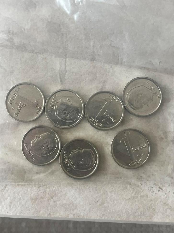 7x Belgische 1 frank munten (Albert II – jaren ‘90), Postzegels en Munten, Munten | België, Ophalen