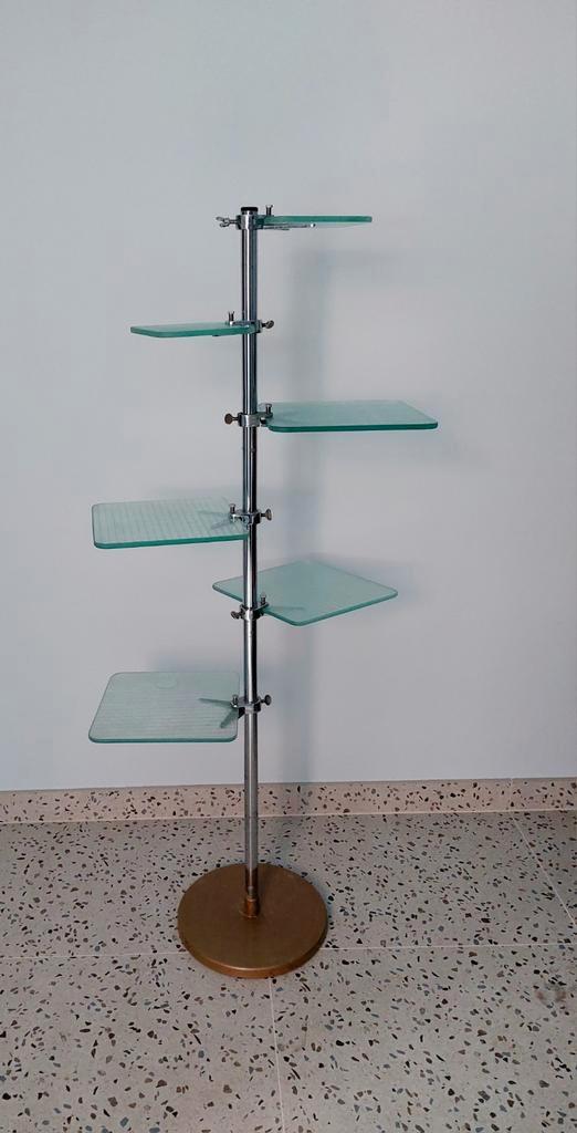 étagère sur pied vintage avec étagères en verre réglables, Maison & Meubles, Accessoires pour la Maison | Étagères, Comme neuf