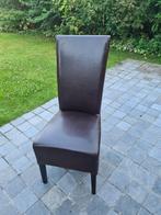 6 stevige leren stoelen, Huis en Inrichting, Ophalen, Gebruikt, Bruin, Hout