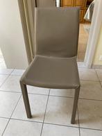 4 stoelen met leder bekleding, kleur : taupe, Huis en Inrichting, Stoelen, Ophalen, Gebruikt, Leer, Vier