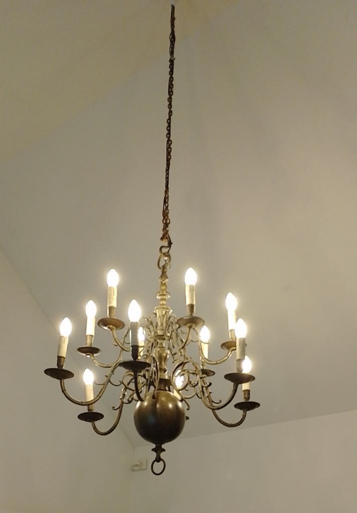 luster met 12 takken, Huis en Inrichting, Lampen | Kroonluchters, Gebruikt, Metaal, Ophalen of Verzenden