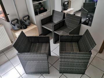 Nouveaux 4 chaises rotin fauteuils extérieur salon de jardin, Enlèvement, Neuf, Rotin