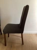Eetkamer stoelen, houten pooten, grijze hoes in goede staat, Huis en Inrichting, Ophalen, Hout, Gebruikt, Grijs