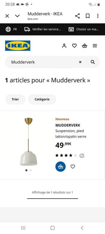 Luminaire Ikea Mudderverk, Enlèvement, Neuf, Verre