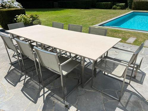 Originele Manutti tuinset Belgisch Design, Tuin en Terras, Tuinsets en Loungesets, Gebruikt, Tuinset, Inox, Ophalen
