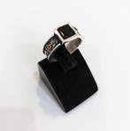 Zilveren ring met zwarte onyx, Verzenden, 19 tot 20, Nieuw, Dame of Heer