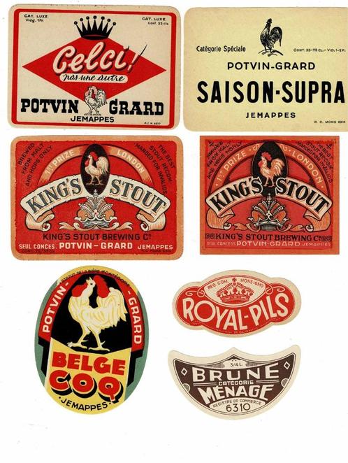 Oude bieretiketten van "POTVIN - GRARD", Verzamelen, Biermerken, Nieuw, Overige typen, Overige merken, Verzenden