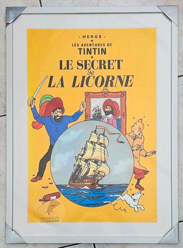 Kader met luxe reproductie in  canvas kuifje tintin hervé beschikbaar voor biedingen