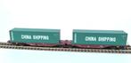 Rocky-Rail Sggmmss 90 avec 2 conteneurs Chian Shipping 1/160, Hobby & Loisirs créatifs, Enlèvement ou Envoi, Wagon, Neuf