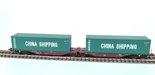 Rocky-Rail Sggmmss 90 avec 2 conteneurs Chian Shipping 1/160, Hobby & Loisirs créatifs, Trains miniatures | Échelle N, Neuf, Wagon