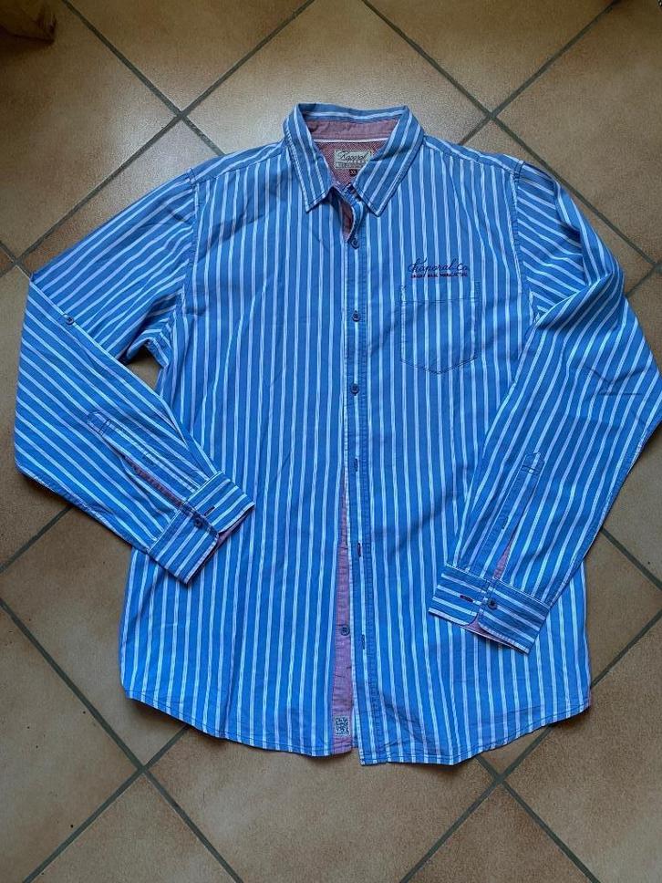 Kaporal overhemd XL blauw witte streep Uistekende staat, Kleding | Heren, Overhemden, Gedragen, Halswijdte 43/44 (XL), Blauw, Verzenden