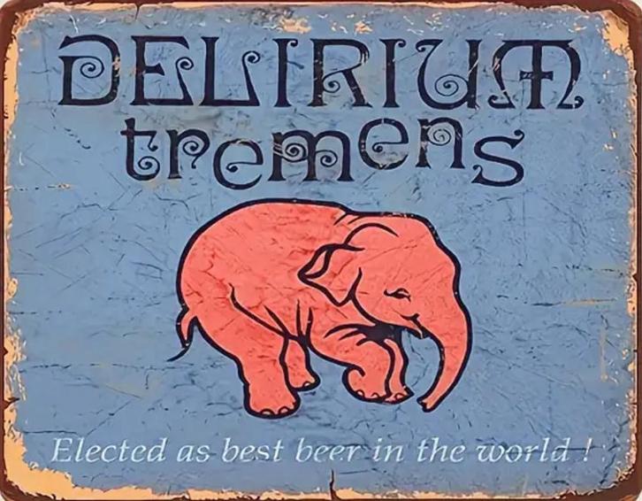 Metalen reclamebord Delirium Tremens - retro vintage mancave, Verzamelen, Merken en Reclamevoorwerpen, Zo goed als nieuw, Reclamebord