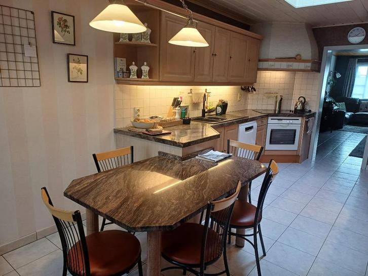 Geceruseerde eiken keuken, Huis en Inrichting, Keuken | Complete keukens, Gebruikt, Dubbelwandige keuken, Overige kleuren, Graniet of Steen