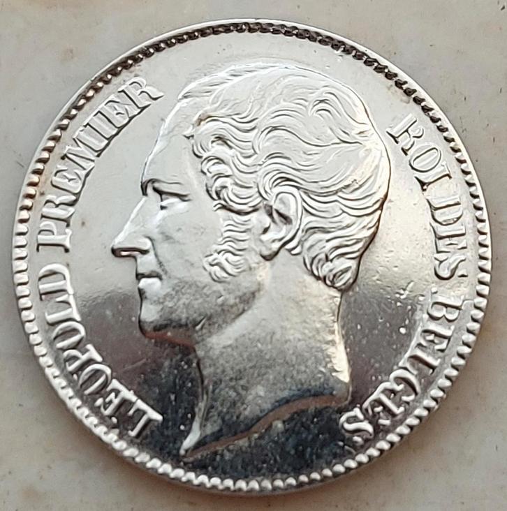 Proefslag ½ Franc 1847 (Blootshoofds) Leopold I, Postzegels en Munten, Munten | België, Losse munt, Verzilverd, Ophalen of Verzenden
