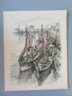 aquarel zeezicht by Korthals haven Oostende, Verzenden