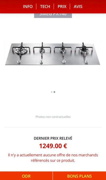 Smeg Plan de cuisson  Smeg Inox Px140 disponible aux enchères