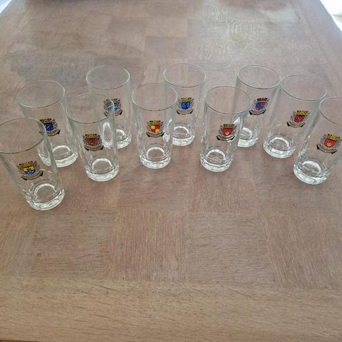 10 verres Pastis  Duval villes du sud de la France, Verzamelen, Glas en Drinkglazen, Gebruikt, Overige typen, Ophalen of Verzenden