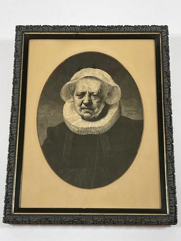 19de eeuwse litho:  Rembrandt "Portrait of an old lady" beschikbaar voor biedingen