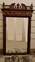 XL massief eiken spiegel gedateerd 1906, Antiek en Kunst, Ophalen, Rechthoekig, 100 tot 150 cm, 150 tot 200 cm