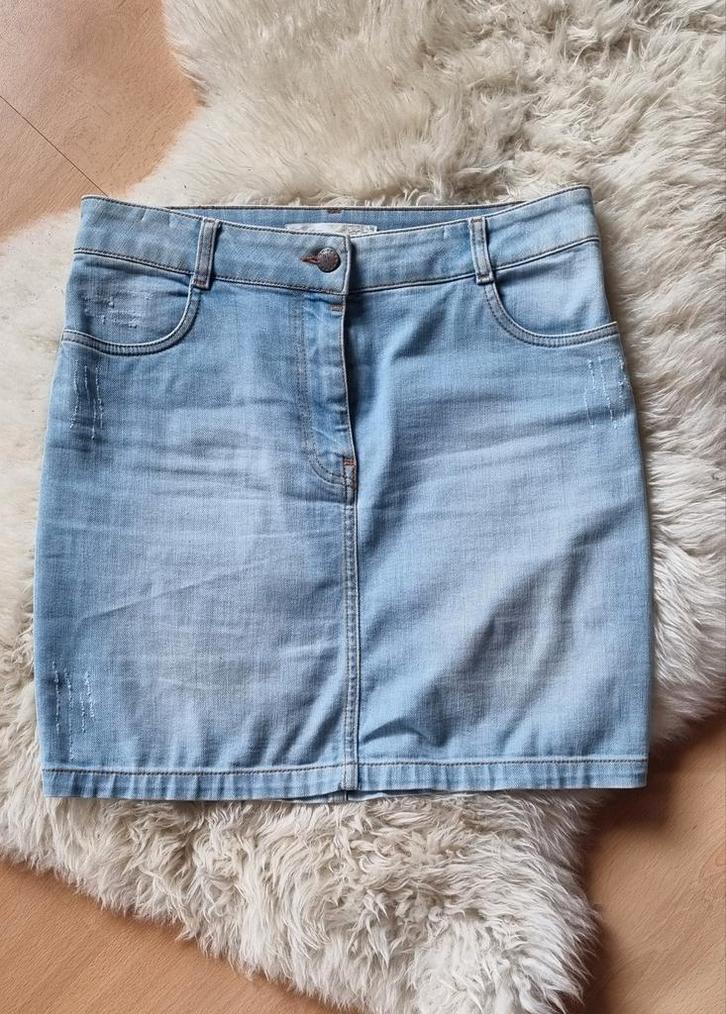 Lichtblauwe jeansrok, Kleding | Dames, Rokken, Gedragen, Maat 36 (S), Blauw, Boven de knie, Ophalen of Verzenden