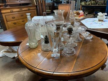 Veel glazen en kristallen vazen schalen kaasstolp, Antiek en Kunst, Ophalen of Verzenden