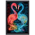 Dans van de Flamingos in Kleur canvas + baklijst 60x90cm, Verzenden