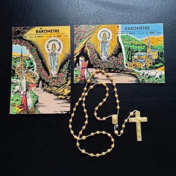 2 barometerpostkaarten van Lourdes + paternoster. beschikbaar voor biedingen