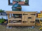 Green Egg Large in eiken tafel met kast & accessoires, Tuin en Terras, Ophalen, Gebruikt, Big green egg, Met accessoires